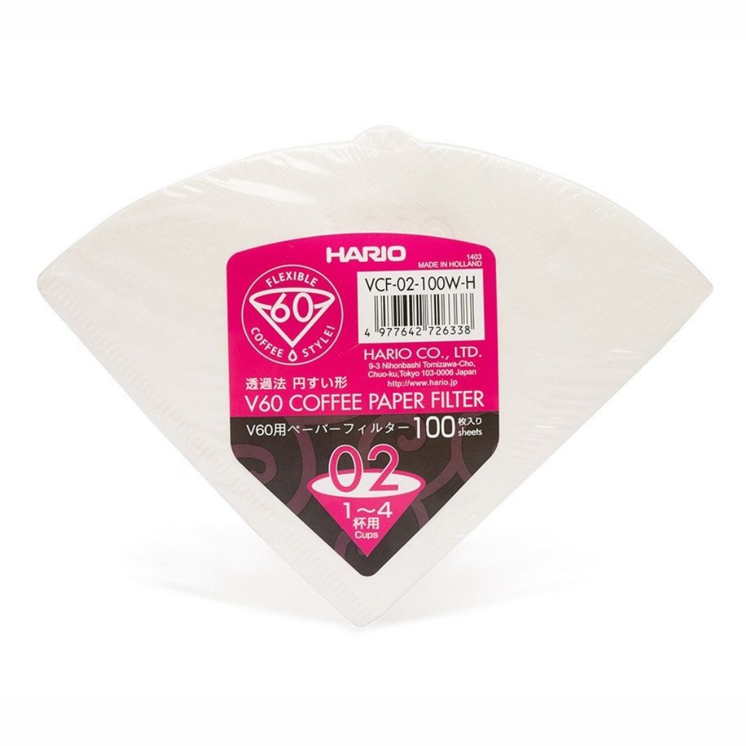 Hario V60 Paper Filters 02 Dripper 100 Sheets Bleached